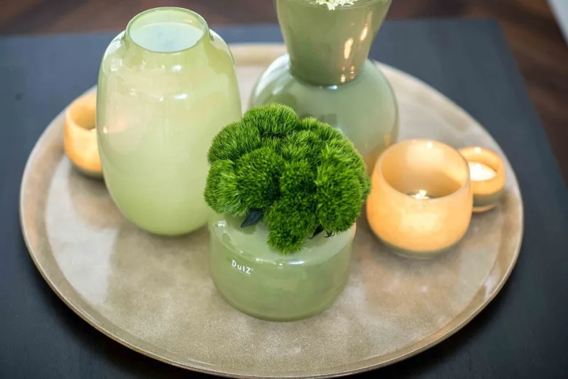 Xxl|Glasteller^Glaswaren sonstige Glastablett Plate Colori rund goldgelb 64 cm