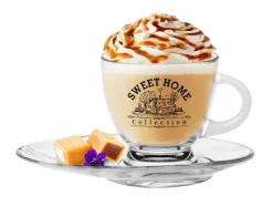 Tassen^Cristalica Glastasse mit Teller Home Sweet Home 230ml