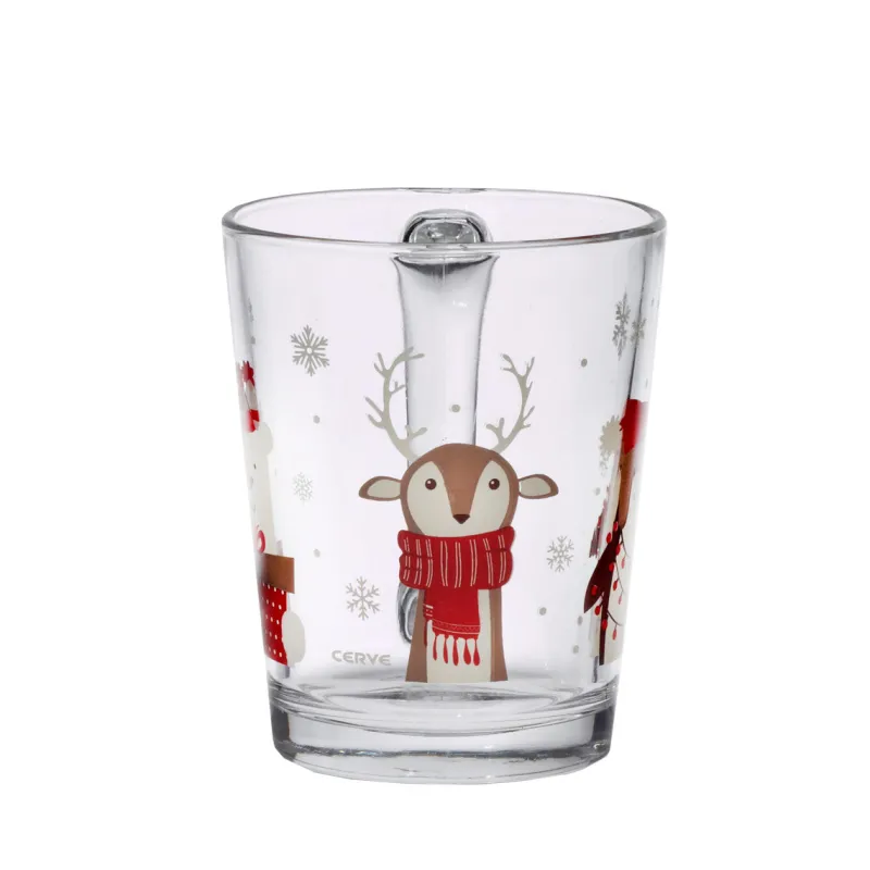 Kinder|Weihnachten^Cristalica Glastasse Winter Friends Tiere Henkelbecher 310 ml