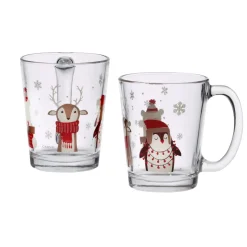 Kinder|Weihnachten^Cristalica Glastasse Winter Friends Tiere Henkelbecher 310 ml