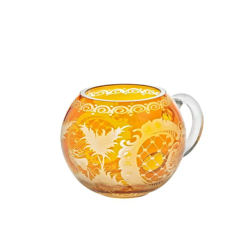 Tassen|Farbige Gläser^Cristalica Kingdom Glastasse Yellow Queen 12cm