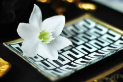 Geburtstag|Glasteller^Glaswaren sonstige Glasteller Goldrand Koralle weiß blau Maritim 10x10cm