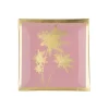 Frauen|Ostern^Glaswaren sonstige Glasteller Goldrand Palmen rosa Tropical 10x10cm