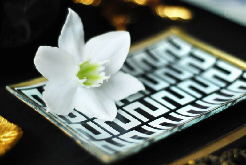 Frauen|Ostern^Glaswaren sonstige Glasteller Goldrand Palmen rosa Tropical 10x10cm