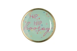 Geburtstag|Glasteller^Glaswaren sonstige Glasteller Goldrand rund Hip Hip Hurra 10cm mint Geburtstag