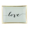 Valentienstag|Frauen^Glaswaren sonstige Glasteller Goldrand Schriftzug Love weiß 14x10cm