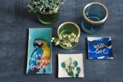 Valentienstag|Frauen^Glaswaren sonstige Glasteller Goldrand Schriftzug Love weiß 14x10cm