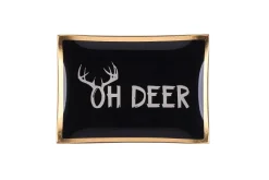 Weihnachten|Weihnachten^Gift Company Glasteller Goldrand Schriftzug Oh Deer Geweih14x10cm