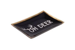 Weihnachten|Weihnachten^Gift Company Glasteller Goldrand Schriftzug Oh Deer Geweih14x10cm