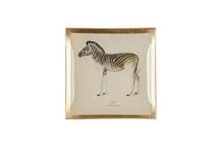 Glasteller^Glaswaren sonstige Glasteller Goldrand Zebra weiß African 10x10cm