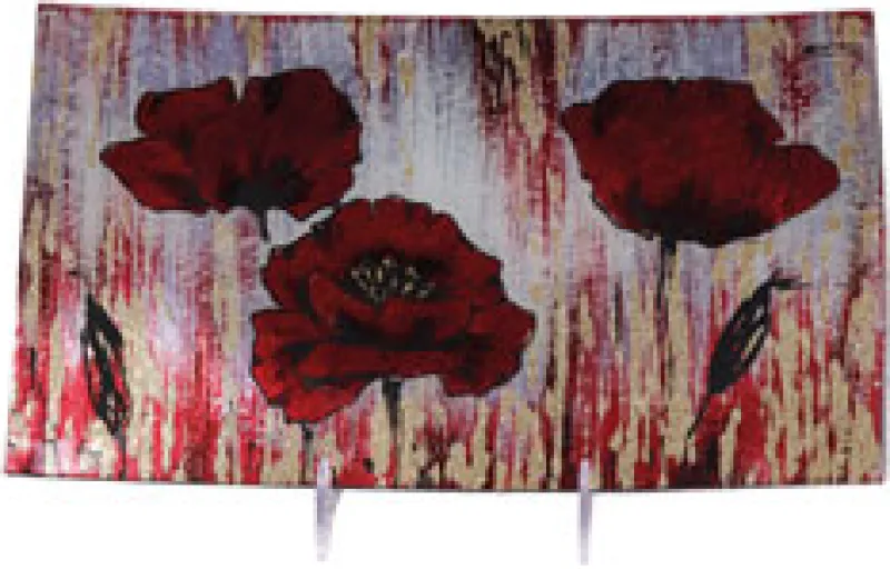 Ostern|Ostern^Cristalica Glasteller Mohnblume, Glasschale Teller Tischdeko ca. 31cm Handmade