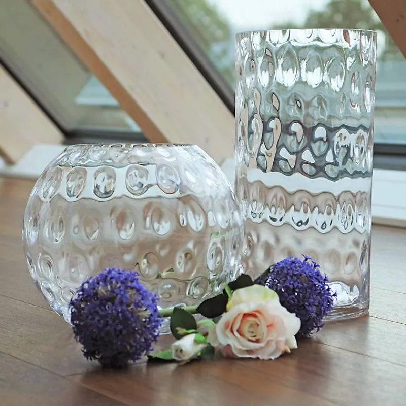 Xxl|Vasen^Cristalica Kingdom Glasvase Bubble Famous 40cm Zylinder Blumenvase Deko Gefäß Klarglas Geschenk