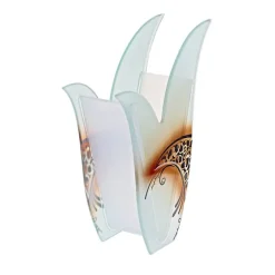 Vasen^Art Glass Glasvase Designelement Deko Tischvase Fusing Glas Kunst weiß gold 31cm Handmade