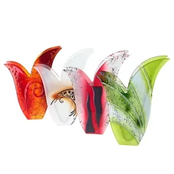 Vasen^Art Glass Glasvase Designelement Deko Tischvase Fusing Glas Kunst weiß rot 31cm Handmade