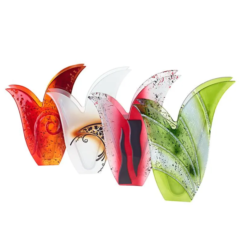 Vasen^Art Glass Glasvase Designelement Deko Tischvase Fusing Glas Kunst weiß rot 31cm Handmade