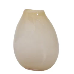 Vasen^Cristalica Glasvase flach beige/braun 22cm