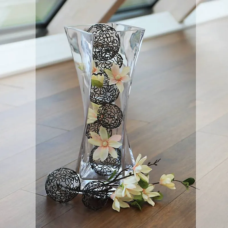 Geburtstag|Frauen^Cristalica Kingdom Glasvase Twister Famous 40cm gedrehte Blumenvase Deko Gefäß Klarglas Geschenk