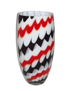 Vasen^Cristalica Glasvase weiß-schwarz-rot Jozy Art Queen 38 cm