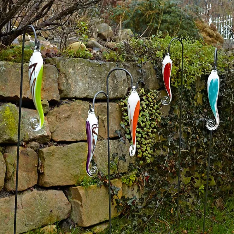 Kugeln & Zapfen^Art Glass Glaszapfen Punto hängend klein Gartenflair 32 cm mit Stab