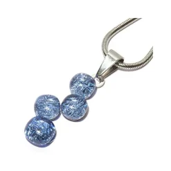 Halskette|Fusing Glasschmuck^Art Glass Halskette Glasperle Fusing, blau (45cm)