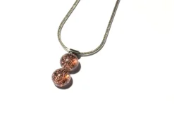 Halskette|Fusing Glasschmuck^Cristalica Halskette mit Glasperle Twinny Rose Stone Fusing (Edelstahlkette)