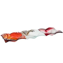 Kerzenhalter^Art Glass Kerzenhalter Glasschale Blüte Tischdekoration Fusing Glas rot 16x16cm Handmade