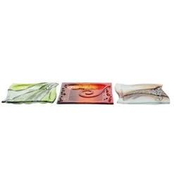 Kerzenhalter^Art Glass Kerzenhalter Glasteller Untersetzter Tischdeko Fusing weiß gold 14x14cm Handmade