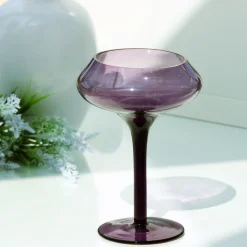 Kerzenhalter^Amara Design Kerzenhalter Kerzenständer Teelichthalter Sunstar Violett Glas 25 cm