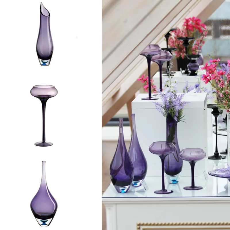 Kerzenhalter^Amara Design Kerzenhalter Kerzenständer Teelichthalter Sunstar Violett Glas 25 cm