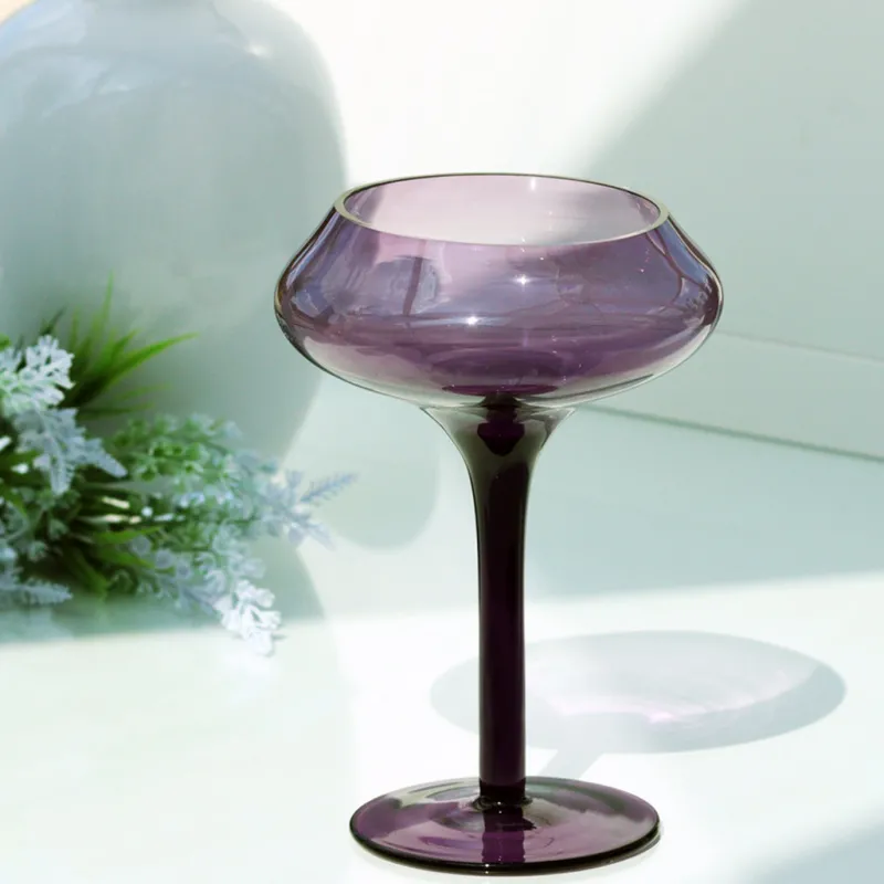 Kerzenhalter^Amara Design Kerzenhalter Kerzenständer Teelichthalter Sunstar Violett Glas 20 cm