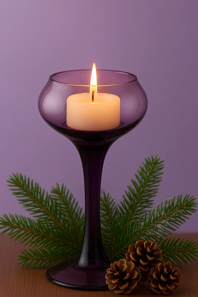 Kerzenhalter^Amara Design Kerzenhalter Kerzenständer Teelichthalter Sunstar Violett Glas 20 cm