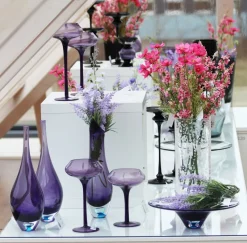 Kerzenhalter^Amara Design Kerzenhalter Kerzenständer Teelichthalter Sunstar Violett Glas 20 cm