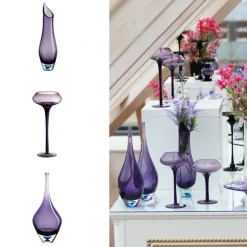 Kerzenhalter^Amara Design Kerzenhalter Kerzenständer Teelichthalter Sunstar Violett Glas 20 cm