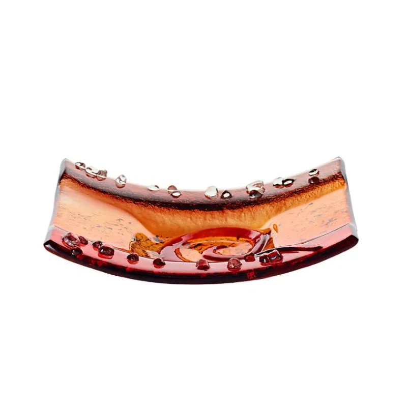 Frauen|Kerzenhalter^Art Glass Kerzenhalter Kerzenteller Wippe Tischdekoration Fusing Glas rot 12x14cm Handmade