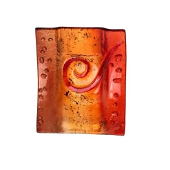 Frauen|Kerzenhalter^Art Glass Kerzenhalter Kerzenteller Wippe Tischdekoration Fusing Glas rot 12x14cm Handmade