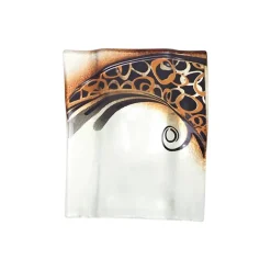 Kerzenhalter^Art Glass Kerzenhalter Kerzenteller Wippe Tischdeko Fusing Glas weiß gold 12x14cm Handmade