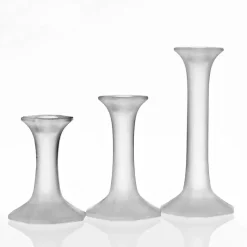 Kerzenhalter^German Crystal Kerzenhalter satiniert Crescendo 19cm, Satiniert, aus Kristallglas