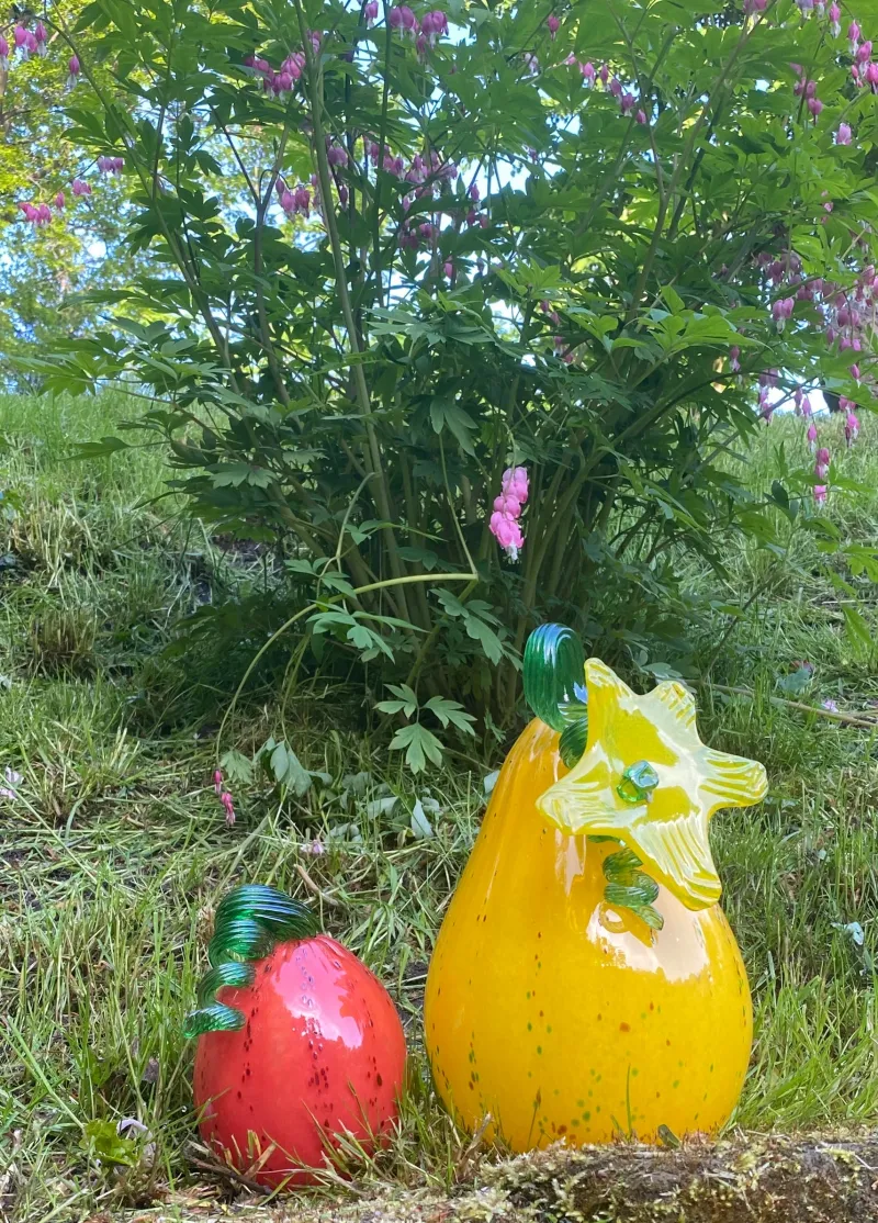 Halloween|Obst & Gemüse^Cristalica GmbH Kürbis Gemüse mit Blüte 30cm Glas Früchte Figuren Küche Vitrine Sammeln Glaskunst