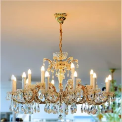 Leuchter & Lampen^Beleuchtung Kronleuchter Cesaria Erleuchtung, Gold/Transparent, aus Glas