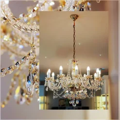 Leuchter & Lampen^Beleuchtung Kronleuchter Larissa Erleuchtung, Gold/Transparent, aus Glas