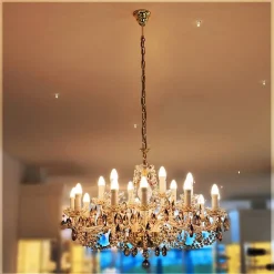 Leuchter & Lampen^Beleuchtung Kronleuchter Miranda Erleuchtung, Gold/Transparent, aus Glas