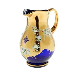 Kanne & Krug^Art Glass Krug Blue Queen 2000 ml, Blau/Gold, aus Glas