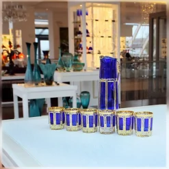 Gläser Mit Karaffe^Art Glass Krug mit 6 Gläsern Blue Queen 1500 ml