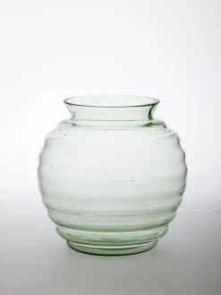 Kanne & Krug^Art Glass Kugelvase Thüringer Waldglas grün 15cm rund Tischvase Gefäß Blumenvase Handmade