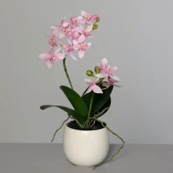 Ostern|Ostern^Cristalica Kunstblume Orchidee im Keramiktopf weiß-rosa 34cm