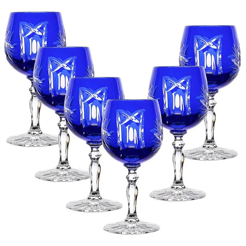 Gläserset^Cristalica Likörglas blau Schleuderstern 6er Set (60ml)