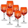 Halloween|Likör & Wodkagläser^Cristalica Likörglas orange Schleuderstern 6er Set (60ml)