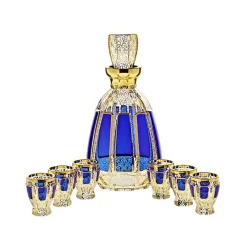 Gläser Mit Karaffe^Art Glass Likörset Blue Queen 7-tlg