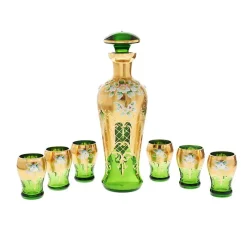 Gläser Mit Karaffe^Art Glass Likörset Green Queen 7-tlg.