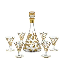 Gläser Mit Karaffe^Art Glass Likörset Lorbeer Edelrausch 7tlg.